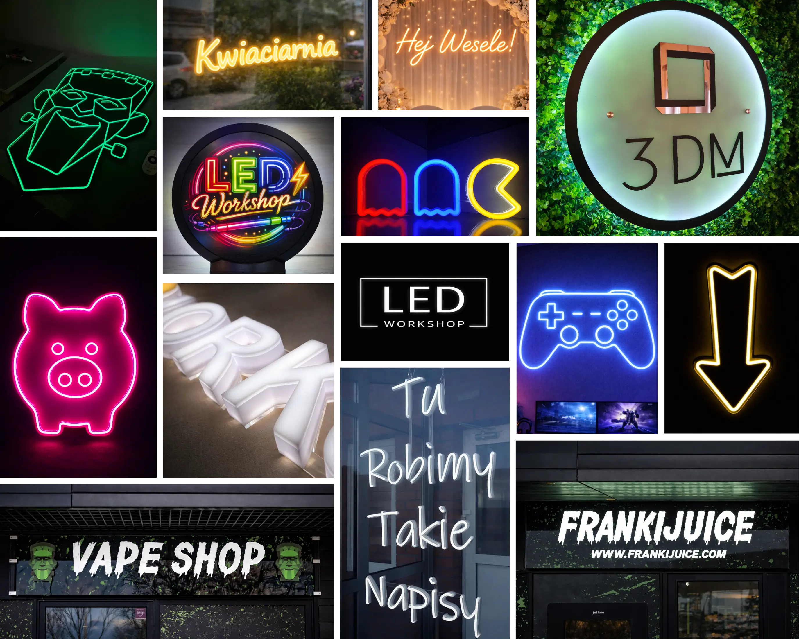 Kolaż realizacji LED Workshop