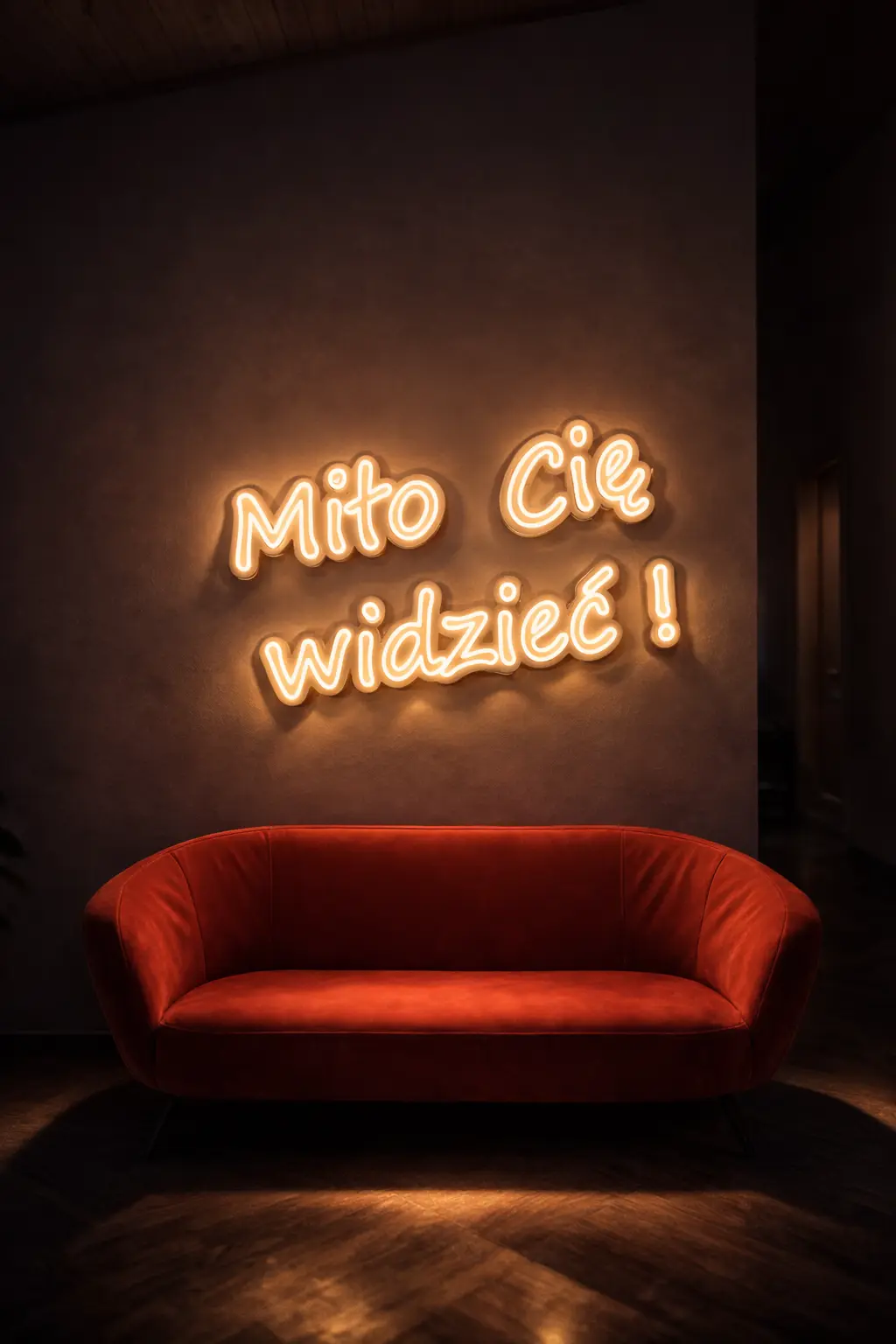 Napis LED we wnętrzu